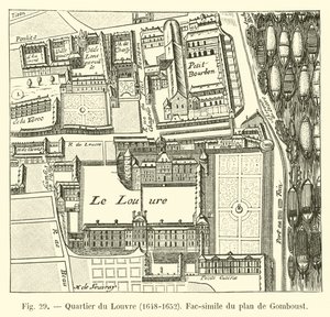 Louvre bölgesi, 1648-1652, Gomboust planının tıpkıbasımı by French School