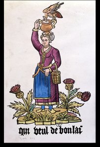 Qui Veut du Bon Lait, Les Cris de Paris dizisinden sütçü kız, 1515 baskısının kopyası by French School