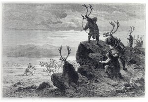 Taş Devrinde Ren Geyiği Avı, Louis Figuier (1819-94) tarafından LHomme Primitif
