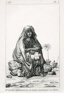 Rene Caille Kuran üzerine kafa yoruyor ve notlar alıyor, Journal dun voyage a Tombouctou, Rene Caillie (1799-1838), 1830