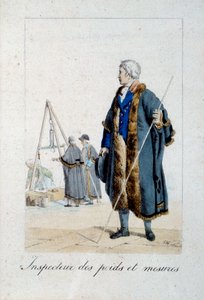 Ağırlık ve ölçü müfettişinin temsili. by French School