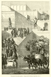 Bir Asur sarayının restorasyonu (gravür) by French School