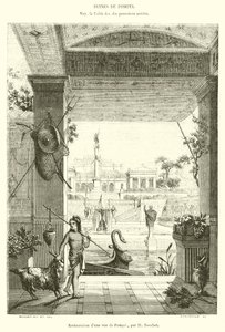 Pompei manzarasının restorasyonu (gravür) by French School