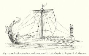 Bir Norman gemisinin restitüsyonu, 11. yüzyıl; Bayeux Goblen