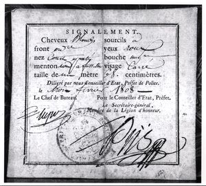 Güvenlik Kartının arka yüzü, 1808 (kağıt üzerine kalem ve mürekkep) by French School