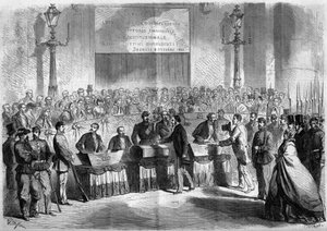 Risorgimento, Napoli, 21 Ekim 1860: Saint Francois de Paule kilisesindeki nüfusun, şehrin İtalya Krallığı