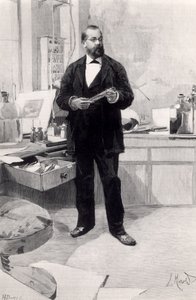 Robert Koch (1843-1910) laboratuvarında, Le Monde Illustre