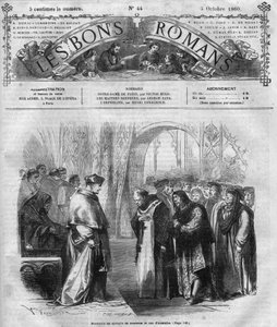 Roman dizisi: “” Notre Dame de Paris”” Victor Hugo (1802-1885). “İyi romantizm” de gravür by French School
