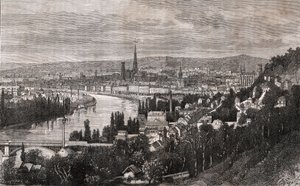 Rouen - Seine-Maritime - V.A. tarafından “La France illustree: coğrafya, tarih, istatistiksel yönetim” de gravür Malt-Kahverengi. 1884 by French School