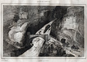 Route du Simplon - M. de Norvins, Ch. "" Pitoresk İtalya" dan gravür. Nodier 1834-1836. by French School