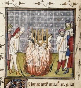 Royal 20 C. VII, f.44v Tapınakçıların Yakılması, 'Chroniques de France ou de St. Denis' (parşömen) by French School