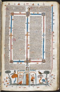 Royal MS 10 E IV, f.209r, The Painter and the Devil, Decretals of Gregory IX ve parlak Bernard of Parma ('Smithfield Decretals'), c.1300-40 (parşömen) by French School
