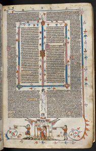 Royal MS 10 E IV f.66r, bir şatodan çıkan atlı bir şövalyenin alt sayfa sahnesi, c.1300-40 (parşömen üzerine kalem ve mürekkep ve tempera) by French School