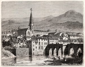 Saint-Antonin-Noble-Val (Saint Antonin Noble Val) - Languedoc-Roussillon-Midi-Pyrenee - VA Malt-Brown tarafından “Fransa illustree: coğrafya, tarih, istatistiksel yönetim” üzerine gravür. 1884 by French School