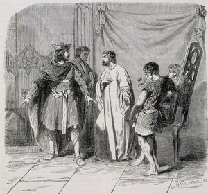 Aziz Eloi ve Dagobert: Dagobert, Eloi ona ikinci koltuğu - gravı - tanıttığında şaşırdı. 19. yüzyıl by French School