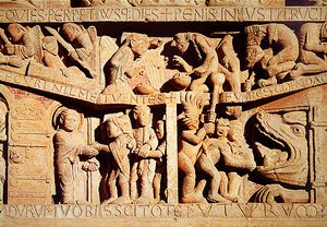 Aziz Petrus kutsanmışları cennete alır ve lanetlileri cehennemin ağzına alır, Batı Portalı Tympanum