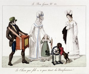 Saltimbanks: Koşan köpek veya “” hayırsever olan”” - “İyi tür” de, deb. 19. yüzyıl by French School