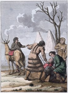 Samoyede Evliliği, 1811 ( renkli gravür) by French School