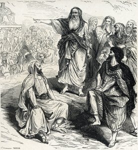 Samuel, İsraillilere bir krala sahip olmanın tehlikelerini gösteriyor Lahure 19. yüzyıl Özel Koleksiyonundan gravür by French School