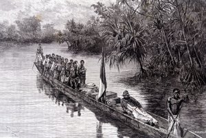Brazzalı Savorgnan, Batı Afrika pandanusunda bir kanoda - “” Tour du Monde””da, 2. hafta 1887 by French School