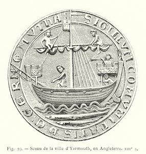 Yarmouth kasabasının mührü, İngiltere, 13. yüzyıl (gravür) by French School