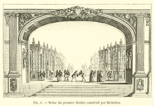 Richelieu tarafından inşa edilen ilk tiyatro sahnesi by French School