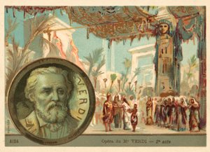 Giuseppe Verdi'nin Aida (chromolitho) operasından bir sahne by French School