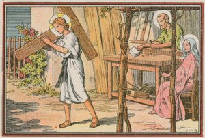 İsa'nın hayatından bir sahne (renkli gravür) by French School