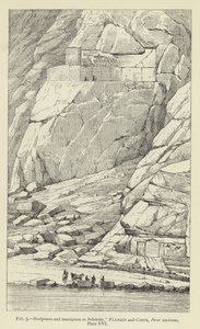 Behistun'daki heykeller ve yazıt (gravür) by French School