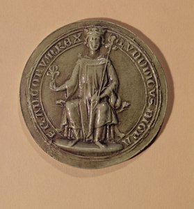 Louis IX (1214-70) bir asa ve bir zambak çiçeği tutan mührü, c.1252 by French School