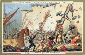 9. yüzyılda Normanlar tarafından Paris Kuşatması, Chocolaterie Saintoin için reklam, c.1900