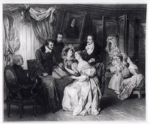 Evlilik sözleşmesinin avukatlık bürosunda imzalanması, c.1840 by French School