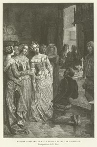 Sir Bertrand prensesin önünde diz çöktü by French School