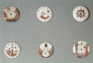 Devrimci sembollerle süslenmiş altı cep saati (metal ve emaye) by French School