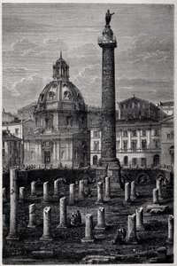 Trajan Meydanı ve Sütunu (Trajane sütunu) (Colonna Traiana) ve Ulpian Bazilikası (1864-1868