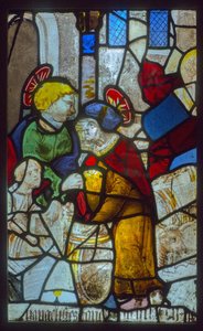 Vitray, varilleri saklayan evangelistler (mistik basının teması) by French School