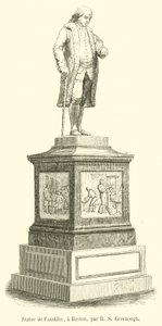 Heykel de Franklin, bir Boston (gravür) by French School