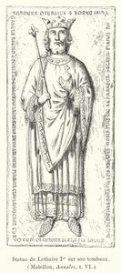 Mezarında I. Lothair Heykeli (gravür) by French School