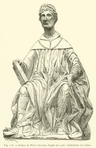1498 yılında dikilmiş Yaşlı Pliny Heykeli, Come Katedrali (gravür) by French School