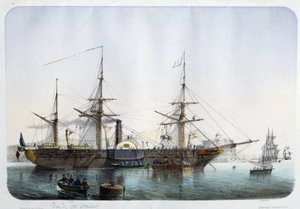1850 dolaylarında Toulon limanında Buhar firkateyni by French School