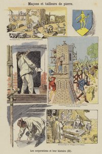 Taş ustaları ve duvarcılar (renkli lito) by French School