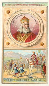 Saksonların Charlemagne'a Gönderilmesi, 785 (chromolitho) by French School