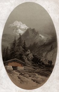 İsviçre Alpleri. (1890 civarı gravür) by French School
