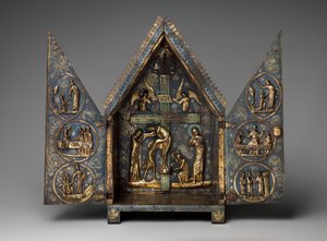 Cherves Tabernacle, c.1220-30 (bakır ve champleve emaye) by French School