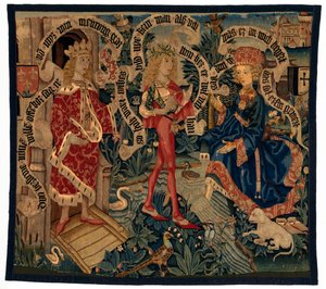 Strassburg'dan David ve Bathsheba'yı tasvir eden duvar halısı by French School