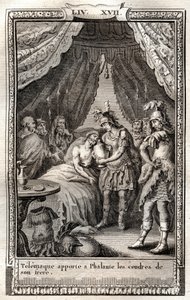 Telemaque, Phalante yaralarıyla ilgilenir ve ona kardeşinin küllerini getirir - Francois de Salignac de La Mothe-Fenelon dit Fenelon