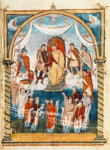 St Martin of Tours rahipleri ile çevrili Abbot Vivian, kitabı II. Charles the Kel