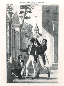 Louis Benoit Picard'ın (1769-1828) komedisi 'Les Deux Philibert'ten Zarif Bir Oyuncu Olarak Clozel, c. 1818 (gravür) (s/b fotoğraf) by French School