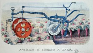 Pancar kaldırmak için Bajac Makinesi, c.1900 (renkli gravür) by French School