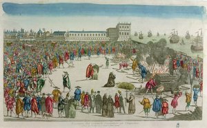 The Burning (renkli gravür) by French School